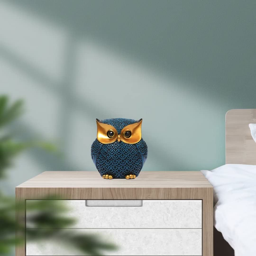 Artpaul Owl Figurines Home Decor Accents Small Décor Items for Shelf Decorations for Living Room Office, Gifts for Owl Lover (Blue)