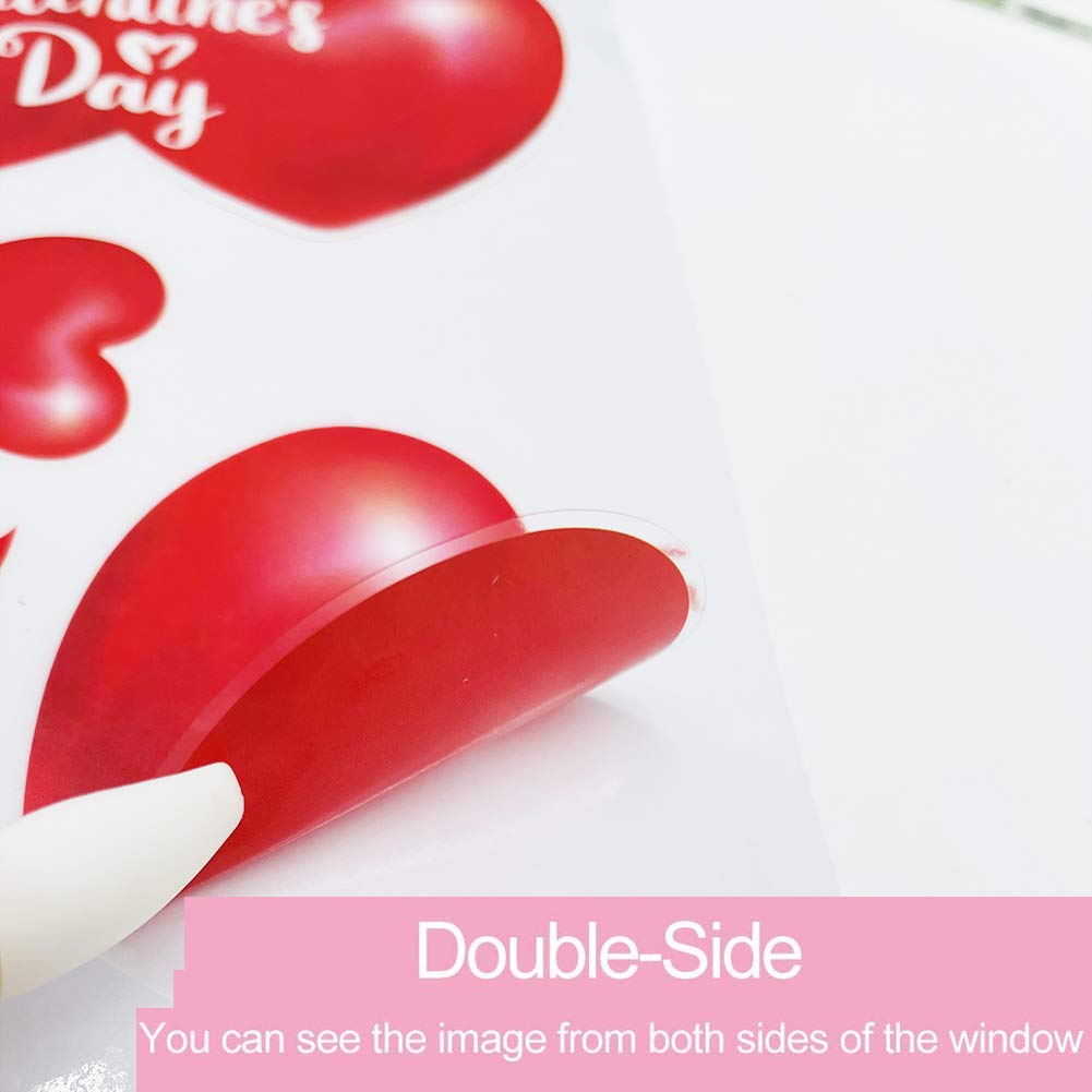 9 Sheets Valentine's Day Window Decals Clings Decorations, 149pcs Gnome Heart Window Stickers for Valentines Day, Glass Windows, Party, Wedding, Anniversary Ornaments Supplies