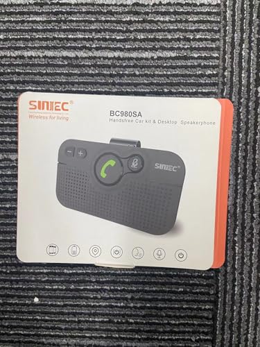 SUNITEC Handsfree Bluetooth Car Kit for Cell Phone, Wireless Bluetooth Speaker for Car, AUTO Power ON Support Siri Google Voice Assistant Hands Free Phone Speakerphone with Visor Clip-BC980SA