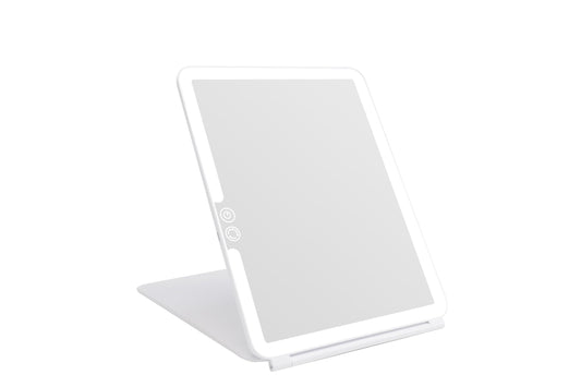 deweisn Folding Lighted Makeup Mirror with 72 LEDs 3 Colors Light Modes USB Rechargable 1800mA Batteries Portable Ultra Thin Compact Vanity Mirror Dimmable Travel Mirror