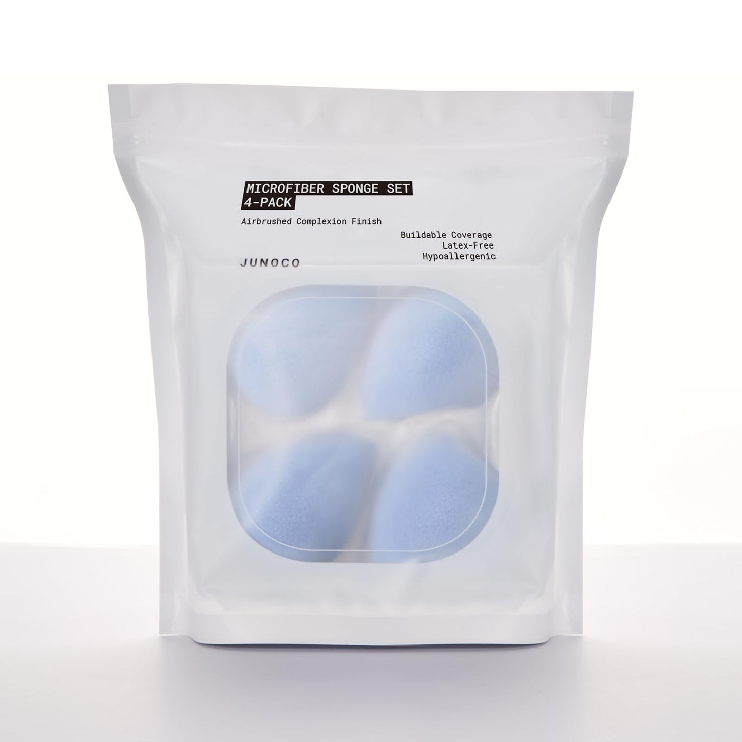 JUNO & Co. Microfiber Makeup Sponge Set 4-Pack, Dual Layer Technology and Airbrushed Complexion Finish, Makeup Blender for Foundation, Powder and Cream