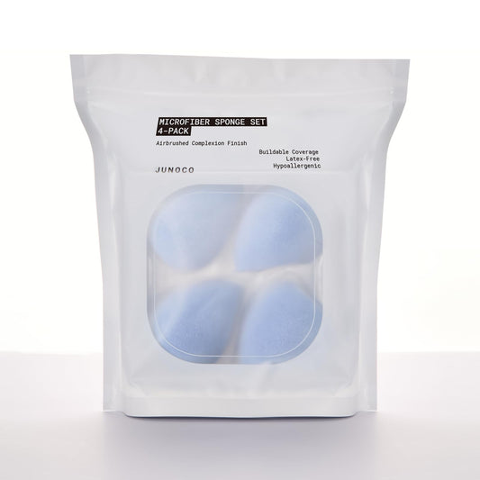 JUNO & Co. Microfiber Makeup Sponge Set 4-Pack, Dual Layer Technology and Airbrushed Complexion Finish, Makeup Blender for Foundation, Powder and Cream