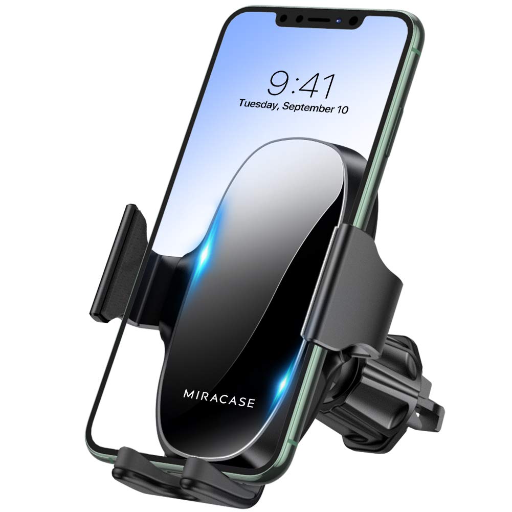 Miracase Phone Holders for Your Car with Metal Hook Clip, Air Vent Cell Phone Stand Car Mount, Universal Automobile Cradle Fit for iPhone Android and All Smartphones, Dark Black