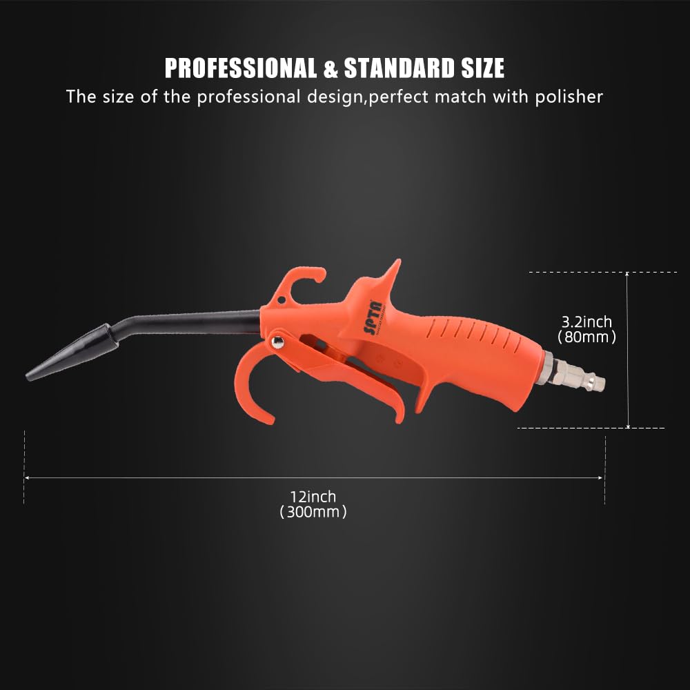 Air Pressure Blow Gun, SPTA 100mm High Power Air Detail Nozzle Blow Gun, Air Blow Gun with Anti-slip Rubber Coated Metal Handle, Adapt to Car Clean Care, Computer dust removal and household cleaning