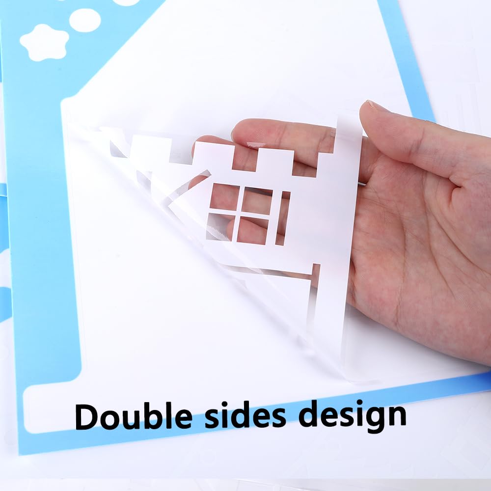 Vellibring 72" Christmas Window Clings - Winter House Decals, Simple Style Reusable Non-Adhesive Street Scene Border Stickers for Home, Cafe, Mall Glass Door, Christmas Decor