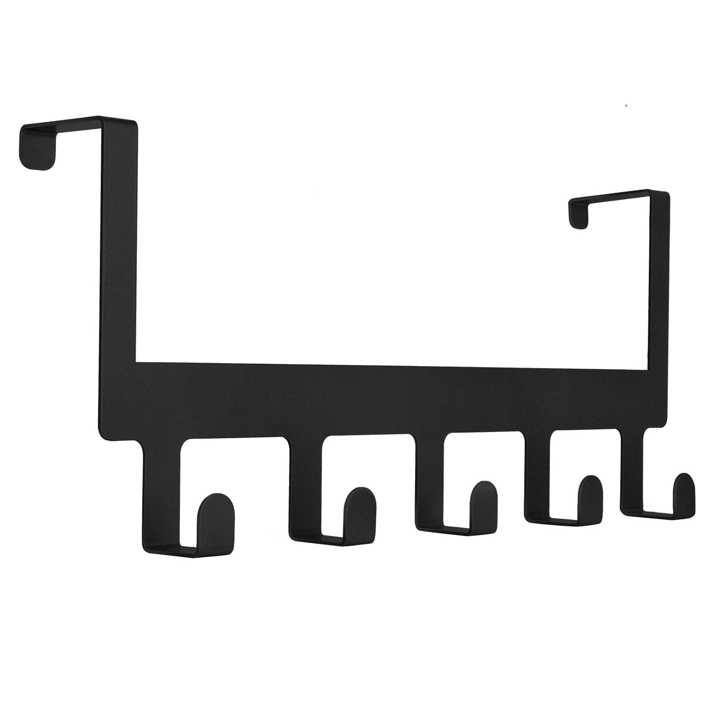 MINCORD Over Door Hook Hanger, Back of Door Bathroom Towel Rack Hooks Heavy-Duty Organizer Sturdy Anti-Rust Black 5-Hooks Towel Holder for Bathroom Bedroom Kitchen Coat Bag Robe Towels