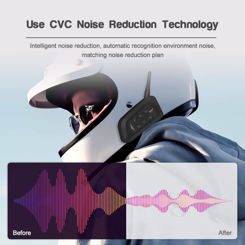 MIMIRACLE V4 Plus Motorcycle Helmet Bluetooth Intercom Headset, Up to 4 Riders 1500M IP65 Waterproof Motorbike Communication System for Skiing/ATV/Off Road -4 Pack