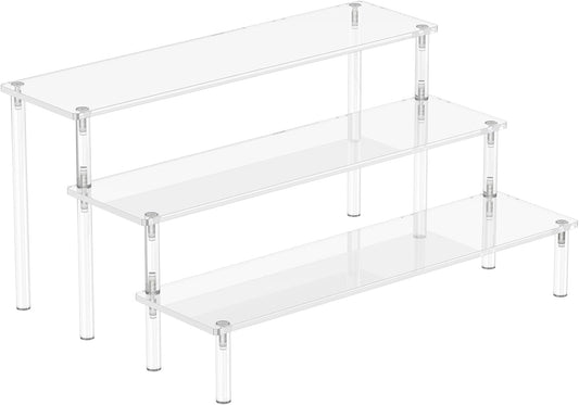 Acrylic Display Risers, 3 Tier Perfume Organizer Stand, Clear Cupcake Stand Holder, Large Shelf Risers for Figures, Dessert Shelves for Party, Riser Stand for Decoration and Organizer