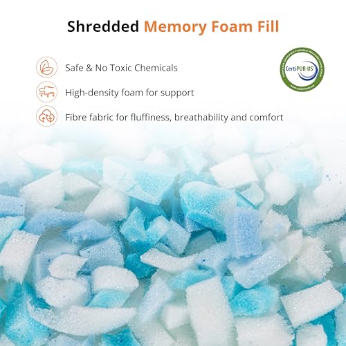 EGOHOME Shredded Memory Foam, Bed Sleeping, Medium Queen Size Side Back Stomach Sleepers, Neck Support Pillow with Washable Removable Cover, Haven King, White