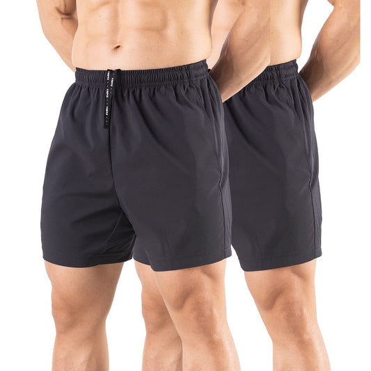 Gaglg Men's 5" Running Shorts 2 Pack Quick Dry Athletic Workout Gym Shorts with Zipper Pockets Black/Black,Small