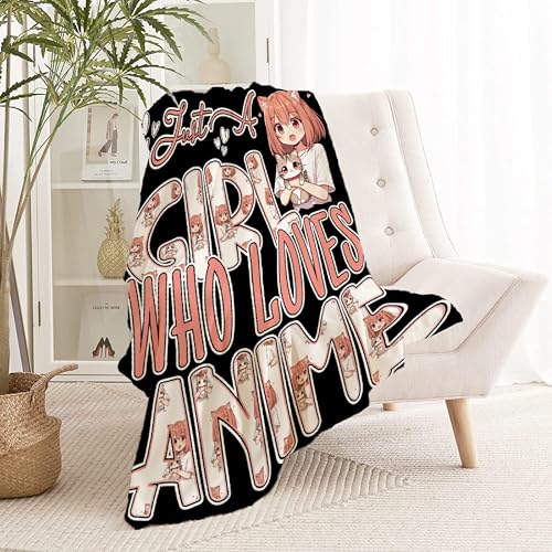 Anime Blanket Just A Girl Who Loves Anime Gifts for Girls Women Cozy Blanket for Bed Couch Sofa 30x40inches
