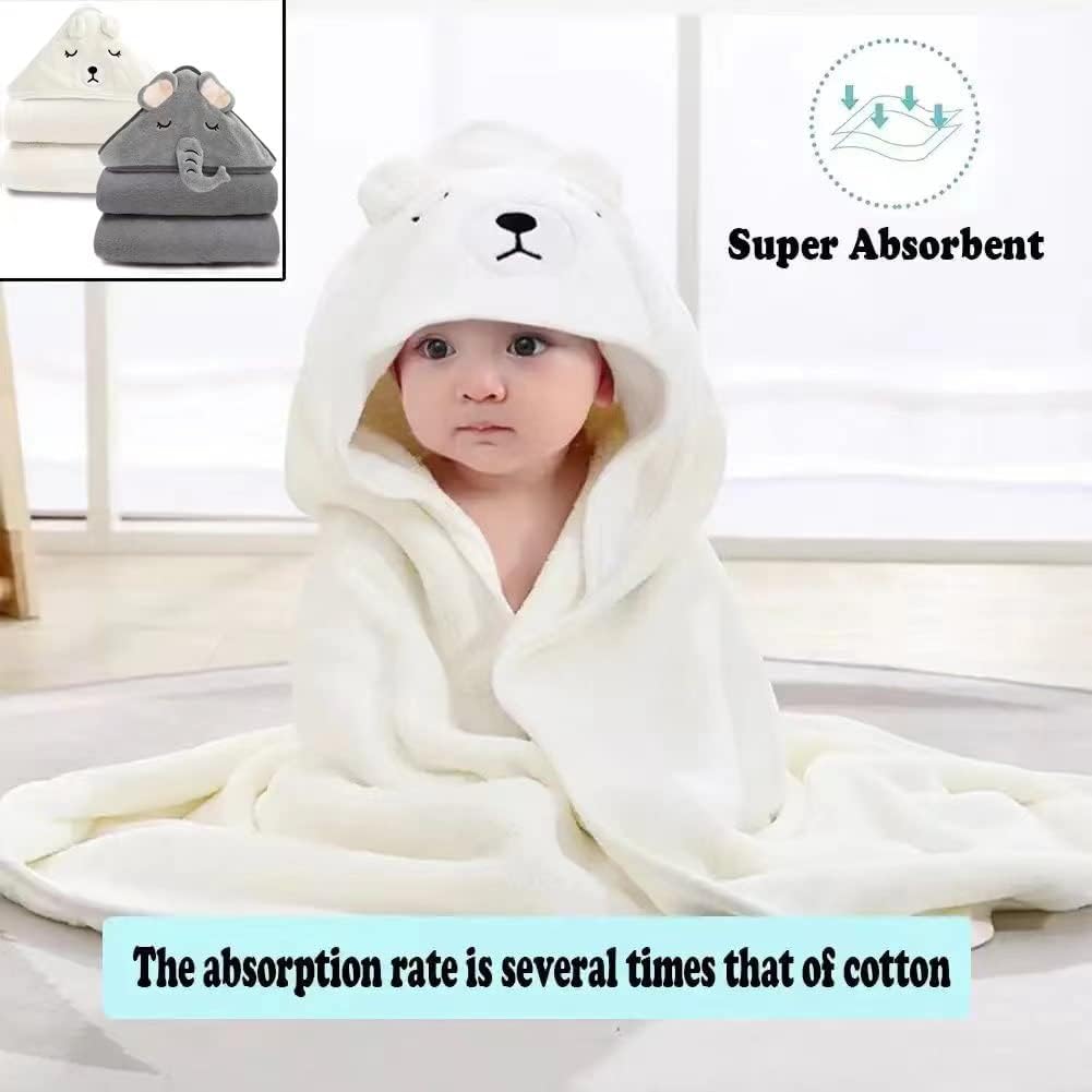 URSEORY 2 Pack Hooded Baby Towels, Premium Soft Bath Towel for Babies, Newborn, Infant and Toddler, Ultra Absorbent, Natural Baby Stuff Towel with Hood for Boy and Girl (Elephant, Bird)