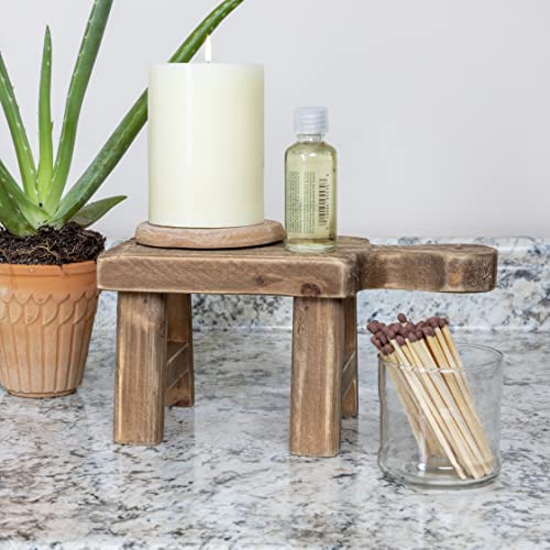Creative Co-Op Small Wood Pedestal with Handle