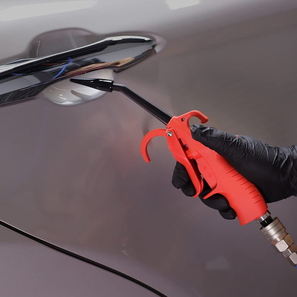Air Pressure Blow Gun, SPTA 100mm High Power Air Detail Nozzle Blow Gun, Air Blow Gun with Anti-slip Rubber Coated Metal Handle, Adapt to Car Clean Care, Computer dust removal and household cleaning