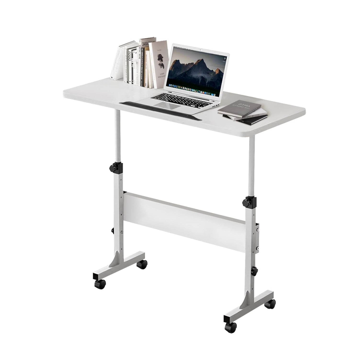 WXJHL Small Standing Desk Adjustable Height Rolling Computer Desk Portable Laptop Desks with Wheels