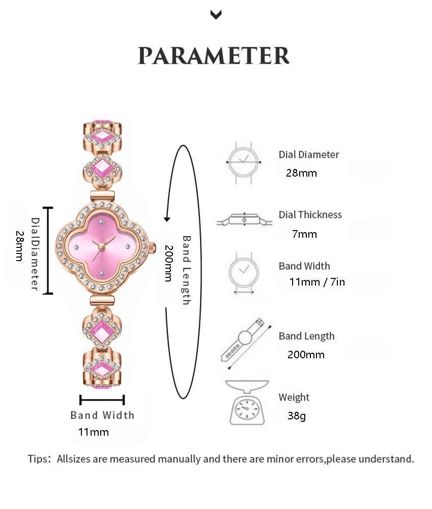 ADSBIAOYE Luxury Women Wrist Watches Unique Rose Gold Diamond Bracelet Watch Fashion Dress Quartz Watches for Women Gift (01 Pink)