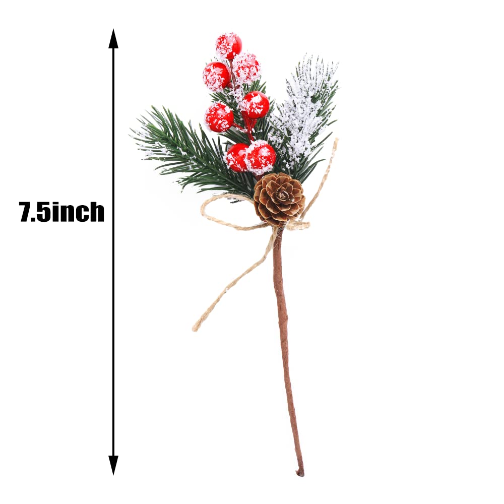 10 Pcs Red Berry Stems - Pine Cones for Crafts,Pine Cones for Decorating,Red Berry Wreath Floral Picks,Valentine's Day Mother's Day,Birthday Party Decoration,Gift Wrap Embellishment