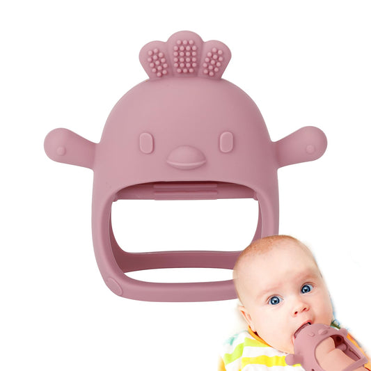 Socub Silicone Baby Teether Toys for Infants 3-6 6-12 Months, BPA Free Anti-Drop Silicone Mitten Teething Toy, Baby Chew Toys for Sucking Needs, Newborn Essentials & Baby Shower Gifts Girls(Dark Pink)
