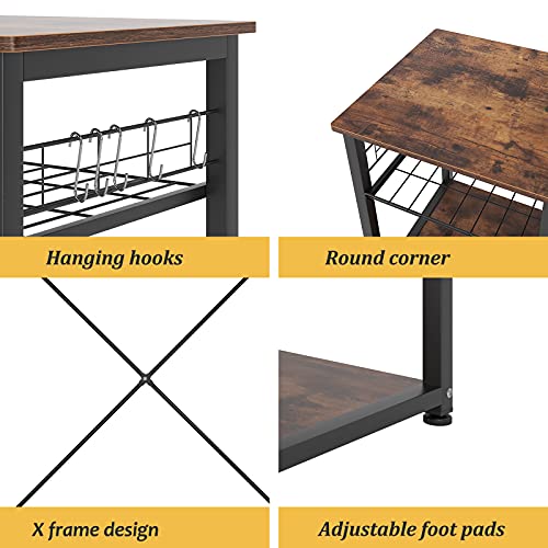 soges Bakery Rack, Kitchen Shelf, Standing Shelf, Baker, Shelf, Microwave Holder, Multifunctional Kitchen Storage Rack with 3 Shelves, Retro