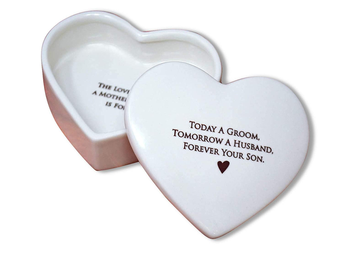 Mom Gift from Susabella - Mother of the Bride or Mother of the Groom Wedding Gift, Ceramic Heart Keepsake Box or Jewelry Box - All That I Am I Owe To My Mother, Mother's Day Gift