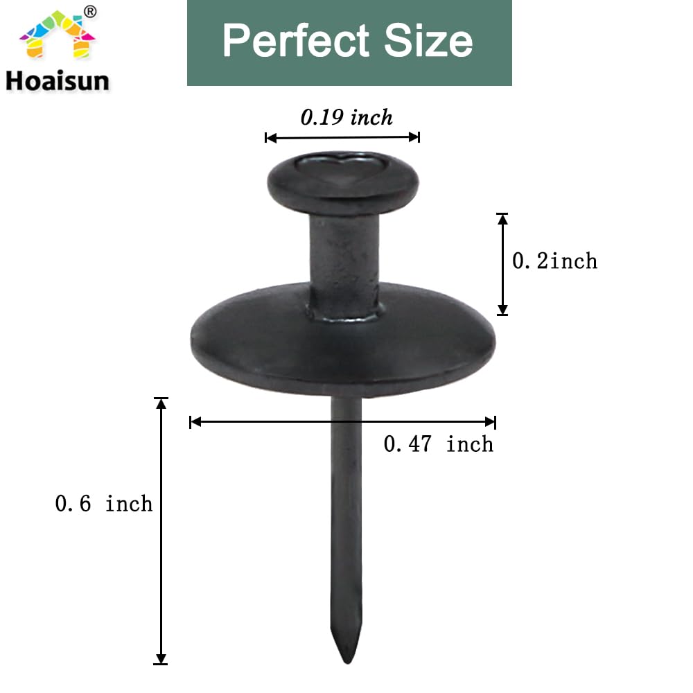 60 PCS Metal Thumb Tacks for Wall Hangers, Double Headed Push Pin Hooks Small Nails for Picture Hanging Hardware, Renter Friendly Decor for Home Office Hang Pictures without Damaging walls, Cork Board