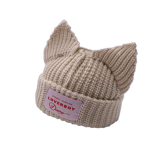 Cute Ear Beanie Hat, Unisex Cat Ear Crochet Hats Knit Slouchy Beanies Finn Hat Y2k Grunge Accessories