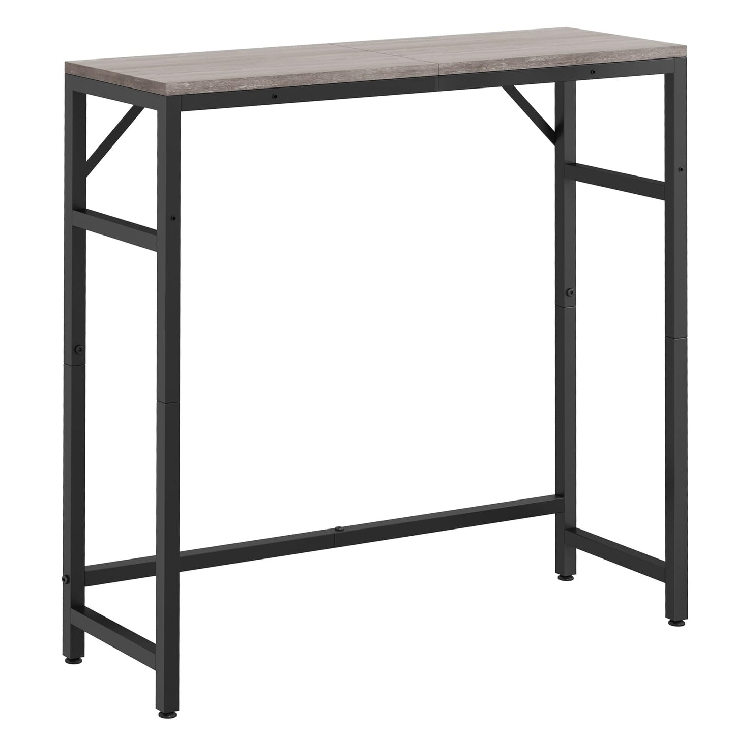 Livofloral Narrow Console Table, 29.5" Small Entryway Table, Sofa Table with 2 Support Bar, Industrial Couch Table, Thin Side Table, Display Tables for Living Room, Hallway, Bedroom, Foyer, Grey