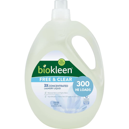 Biokleen Natural Laundry Detergent - 300 HE Loads - Liquid, Eco-Friendly, Plant-Based, No Artificial Fragrance, Colors or Preservatives, Lavender Lily, 150 Fl Oz