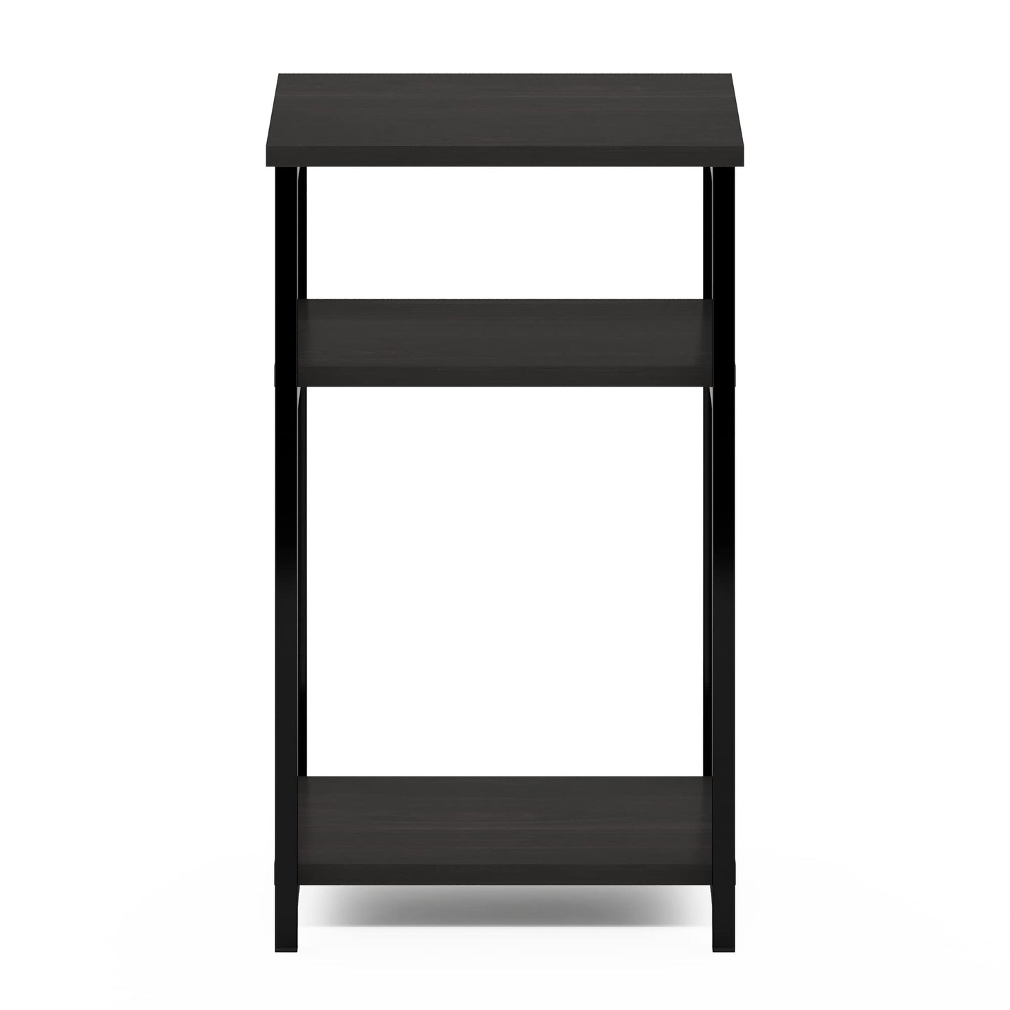 Furinno Just 3-Tier Metal Frame End Table with Storage Shelves, 1-Pack, Espresso