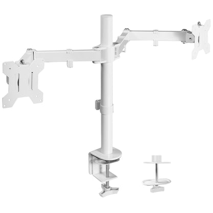 VIVO Dual Monitor Desk Mount, Heavy Duty Fully Adjustable Steel Stand, Holds 2 Computer Screens up to 30 inches and Max 22lbs Each, Black, STAND-V002