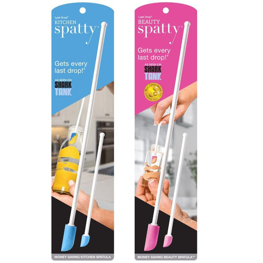Spatty Daddy Spatula 4 Pack (6 and 12 Inch Blue/Pink) Shark Tank Mom Made Scrapes Last Drop From Makeup, Food Jars, Lotion, Beauty Makeup Product Gifts for Women, Grandma, Adult Stocking Stuffers