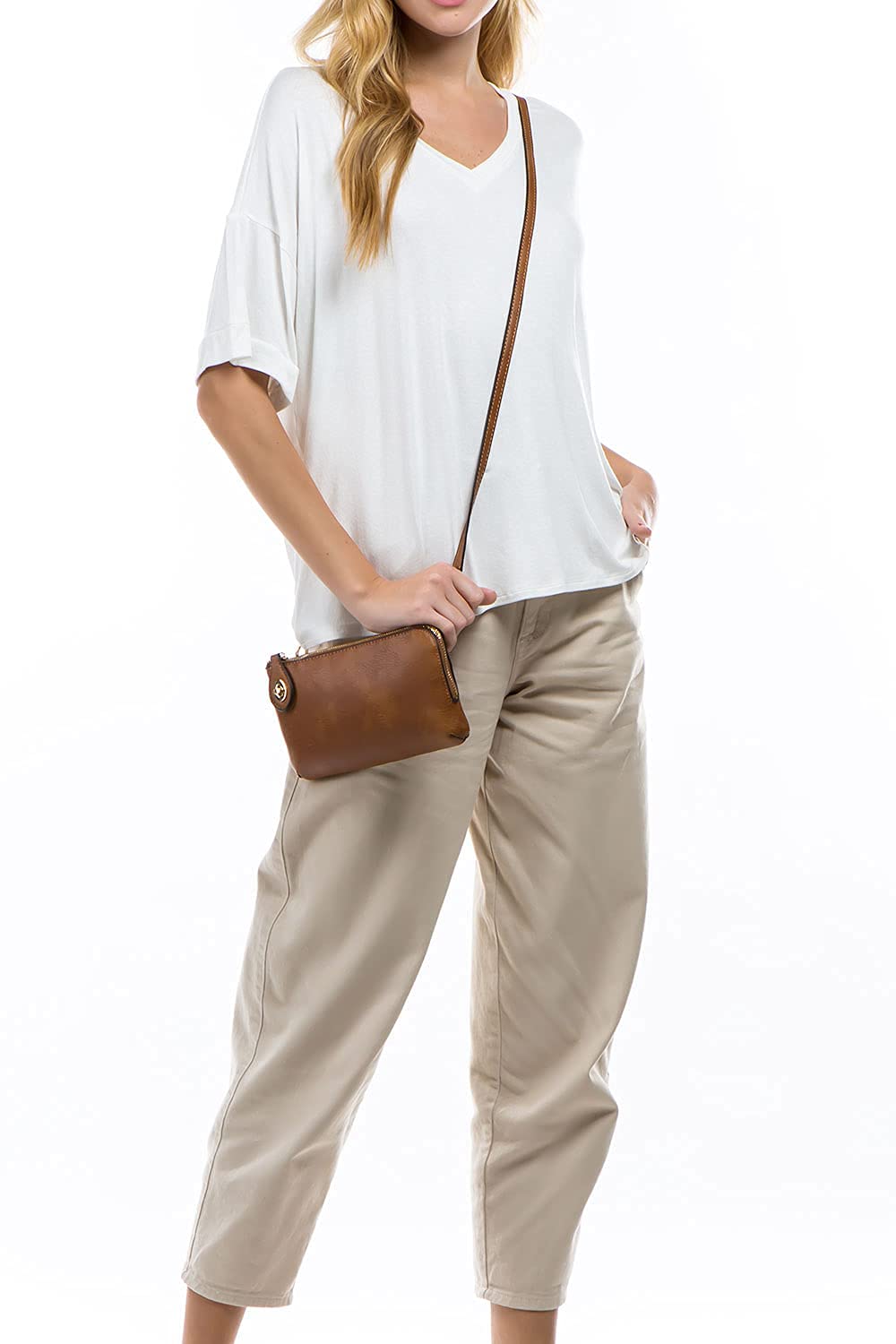 LOVESOME Women's Small Crossbody Bag Wristlet Clutch(Black)