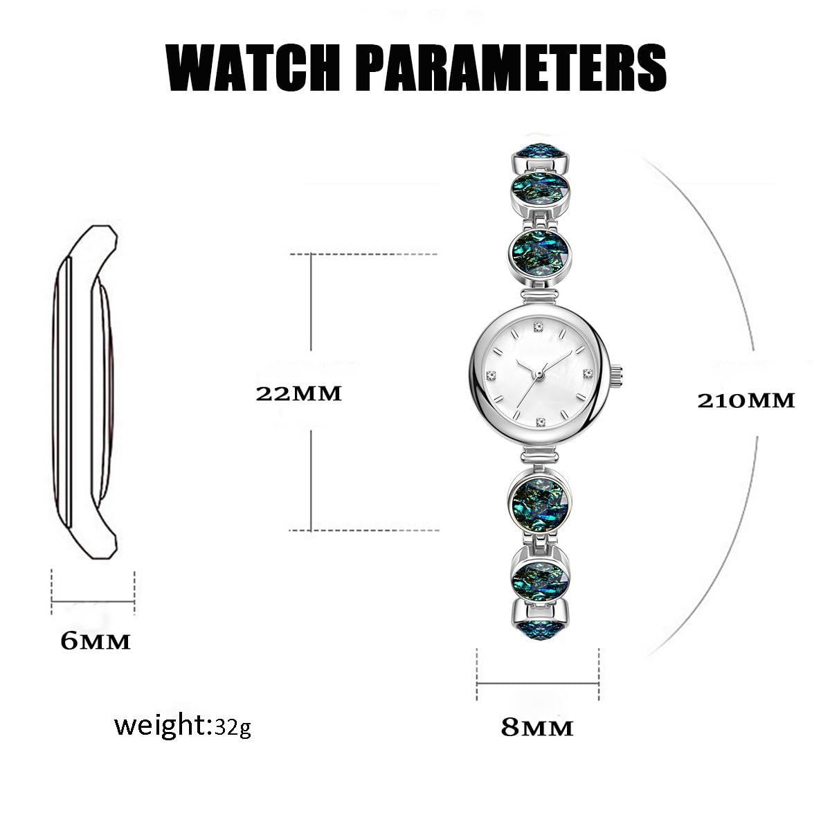 ADSBIAOYE Women's Watches Luxury Vintage Crystal Diamond Bracelet Watch Ladies Fashion Dress Quartz Wrist Watch Stainless Steel Waterproof Gift Watch (01 Silver)