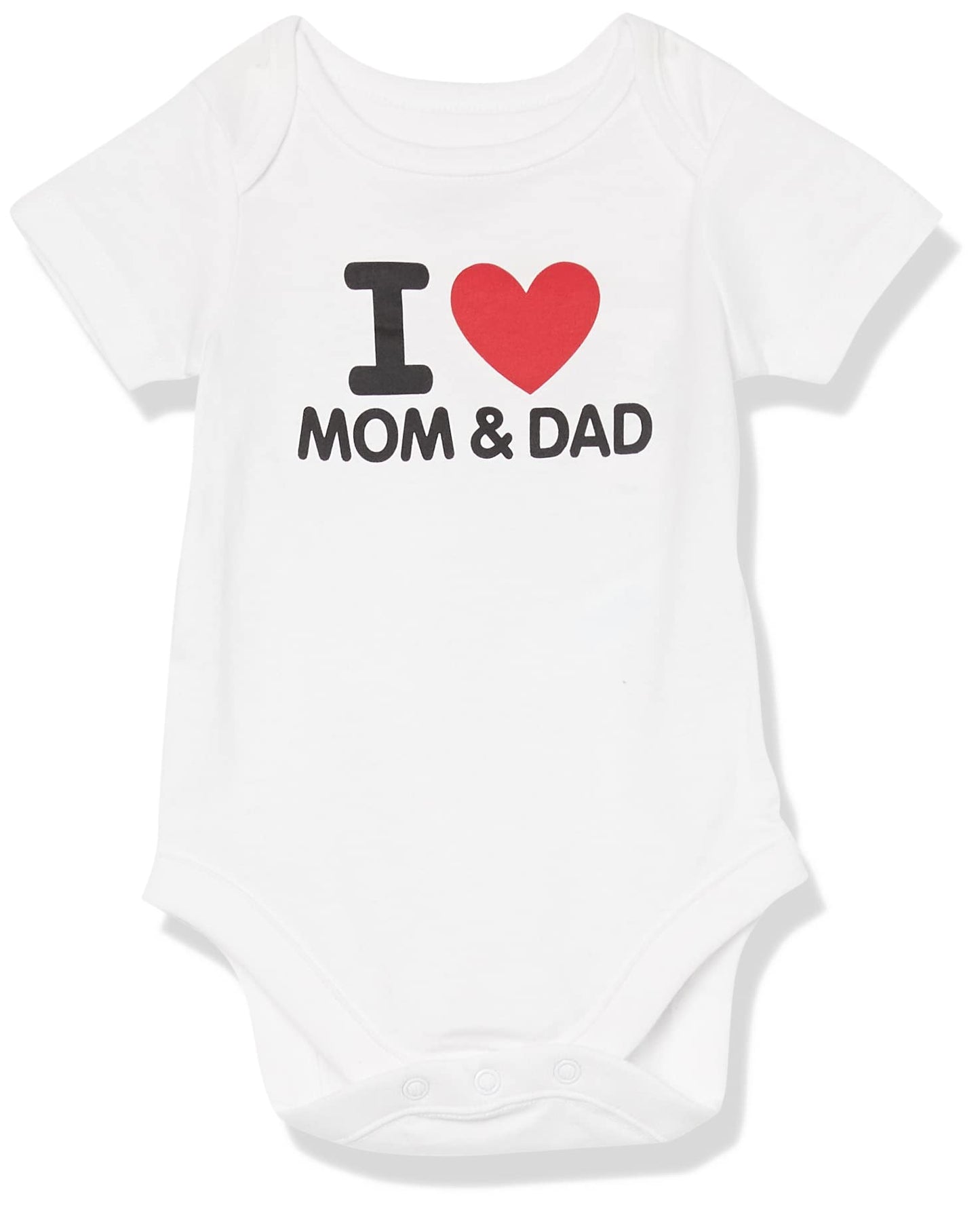 The Children's Place unisex-baby Short Sleeve 100% Cotton I Love Mom & Dad Bodysuit