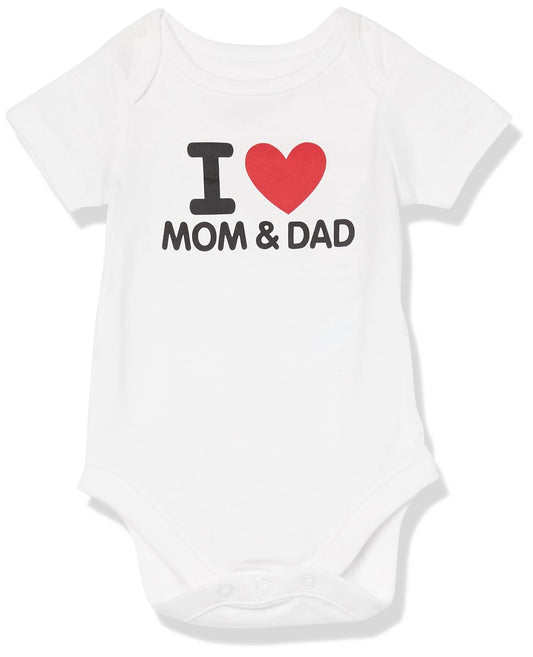 The Children's Place unisex-baby Short Sleeve 100% Cotton I Love Mom & Dad Bodysuit