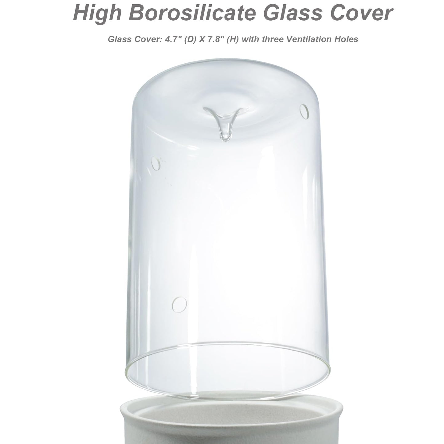 Desktop Plant Terrarium with Ceramic Base and Glass Cover (H:9.6" D:5.3"), Self-Sustaining Ecosystem for Moss, Succulent, Miniature Gardening Landscape, Indoor Decoration, Plant Lovers Gifts