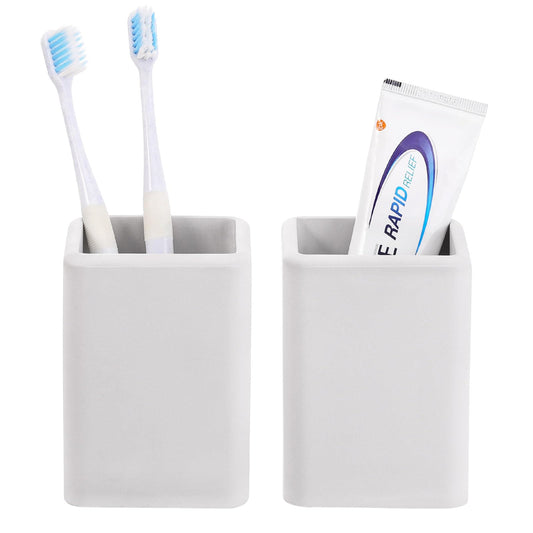 Luxspire Toothbrush Holders 2 Pack, Fast Drying Toothbrush Holders for Bathroom, Diatomite Toothbrush Cups Electric Toothbrush and Toothpaste Holder for Bathroom Countertop, Marble