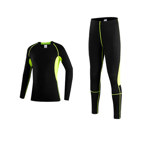 SS COLOR FISH Boys Compression Shirt Long Sleeve and Pants Set Youth Undershirts Athletic Tights Baselayer for Kids Baseball Green