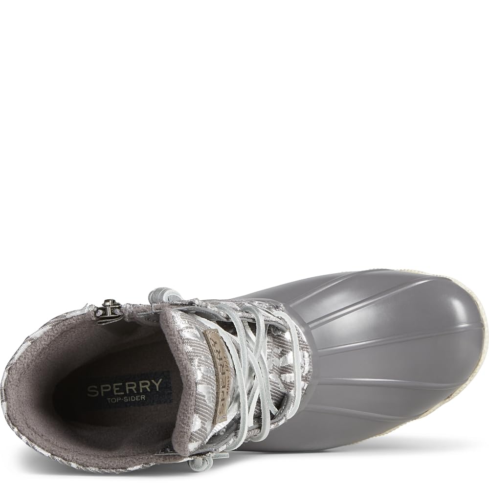 Sperry Ladies Footwear Women's Saltwater Seasonal Rain Boot, Silver Leopard, 5
