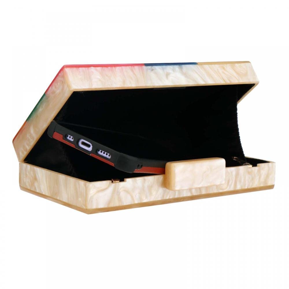 YYW Acrylic Clutch Purses for Women Formal Multicolor Marble Evening Bag Box Handbag (Champagne)