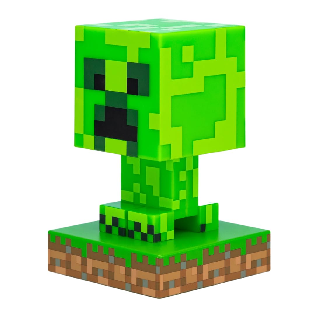 Paladone Minecraft Creeper Light, 3D Lamp - Officially Licensed Night Light - 12 cm Tall, Battery Powered, Gaming Room and Bedroom Decor for Minecraft Gamers