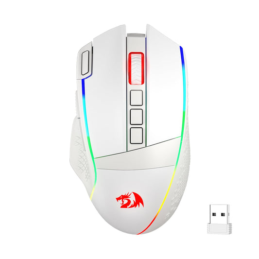 Redragon M810 Pro Wireless Gaming Mouse, 10000 DPI Wired/Wireless Gamer Mouse w/Rapid Fire Key, 8 Macro Buttons, 45-Hour Reliable Power Capacity and RGB Backlit for PC/Mac/Laptop