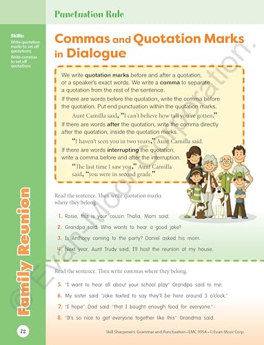 Evan-Moor Skill Sharpeners Grammar and Punctuation Workbook, Grade 4, Nouns, Verbs, Sentence Structure, Subject, Predicate, Language Handbook, Real-World Practice, Fun Activities, Homeschool, Practice