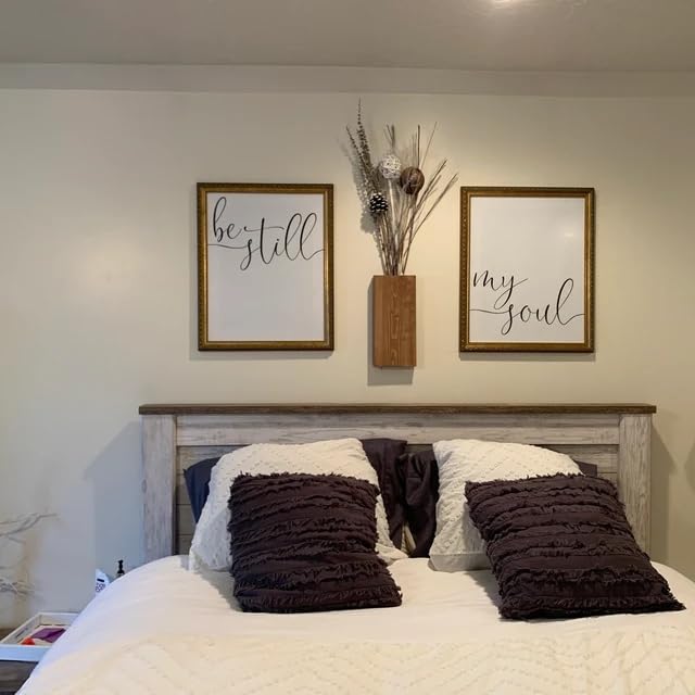 Wood Wall Planter Set of 2, Wall Pocket for Greenery and Dried Flowers, Indoor Wood Hanging Vase, Modern Farmhouse Wall Decor for Living Room Bedroom Office Eucalyptus Stems Decorations (Walnut)