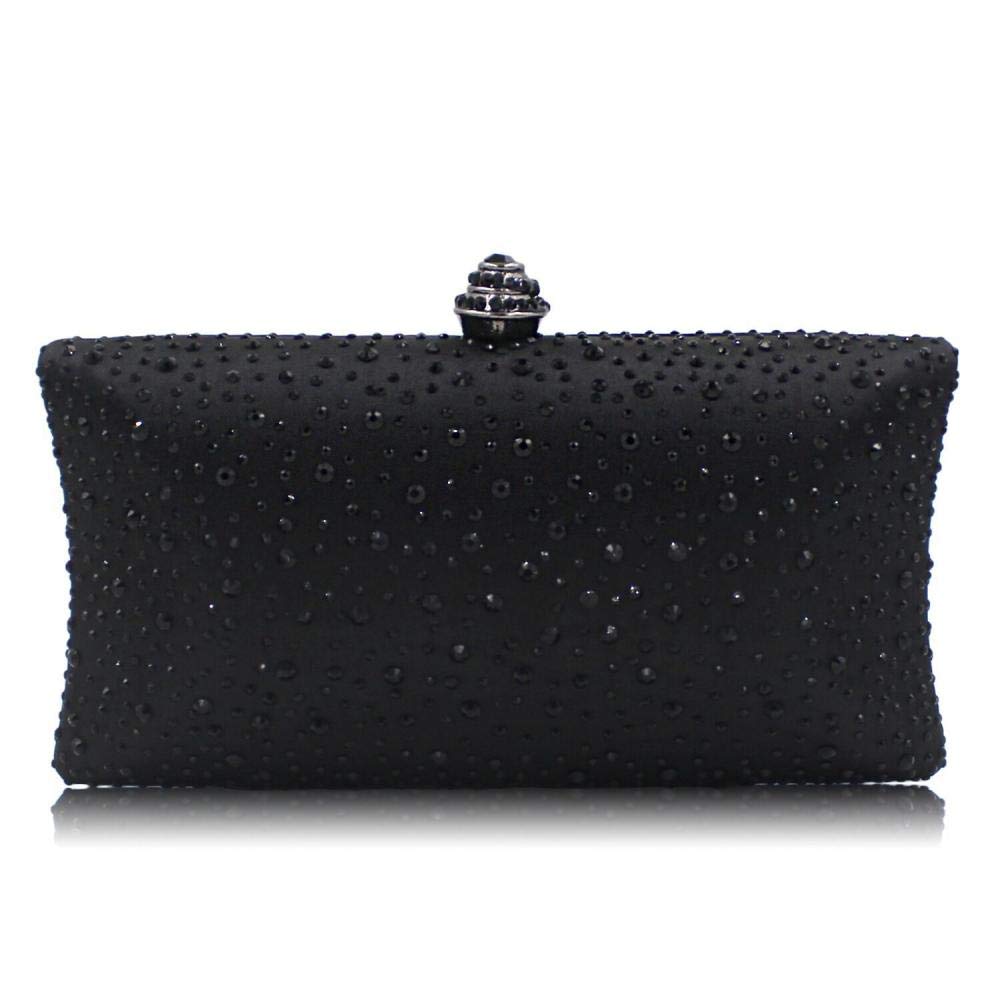 Vistatroy Women's Evening Bag Sparkling Rhinestone Wedding Evening Party Clutch Handbag Purse Chain Shoulder Crossbody Bag (Black)