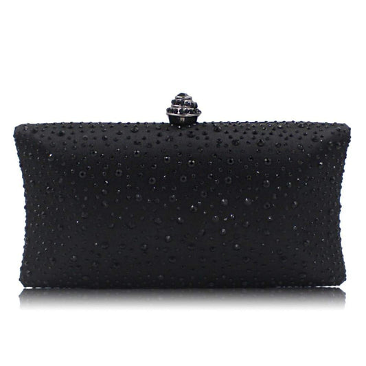 Vistatroy Women's Evening Bag Sparkling Rhinestone Wedding Evening Party Clutch Handbag Purse Chain Shoulder Crossbody Bag (Black)