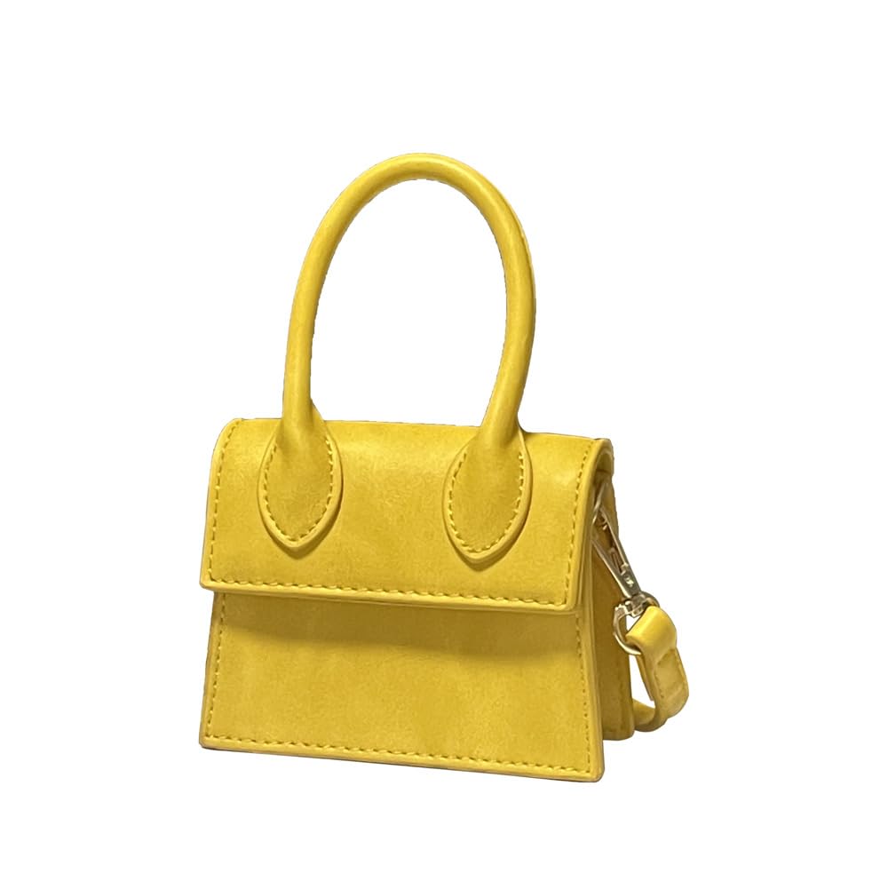 Cute Purse Mini Crossbody Bags for Women Top Handle Clutch Handbag (Yellow)