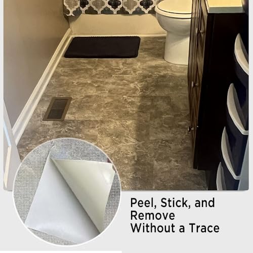 Chic Stone Vibe Underfoot – Peel and Stick Flooring Tiles, Upgraded 12"x12" Thick Vinyl Grey Tones Floor Tiles Waterproof, Residue-Free DIY for Instant Ambiance (12 Tiles)
