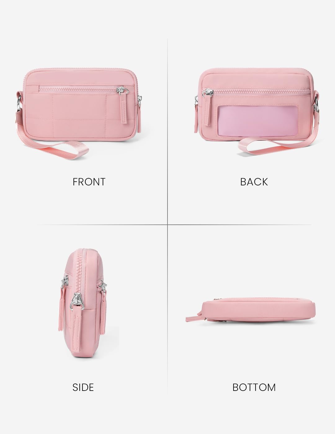 Wristlet Wallets for Women Nylon Quilted Wallet Card Case with ID Window Purses for Women for Travel Clutch Wallet