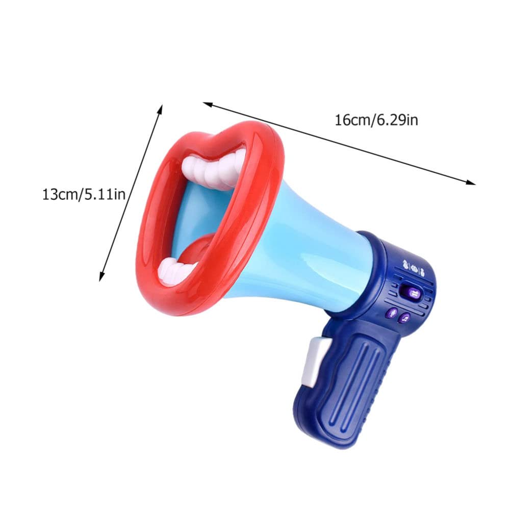 Toyvian Bull Horn Loud Speaker Kids Voice Changer Toy Megaphone Function Toys Mini Electric Hand- held Speaker with Recording Microphone for Toddlers Childrens (Blue) Megaphone Speaker Voice